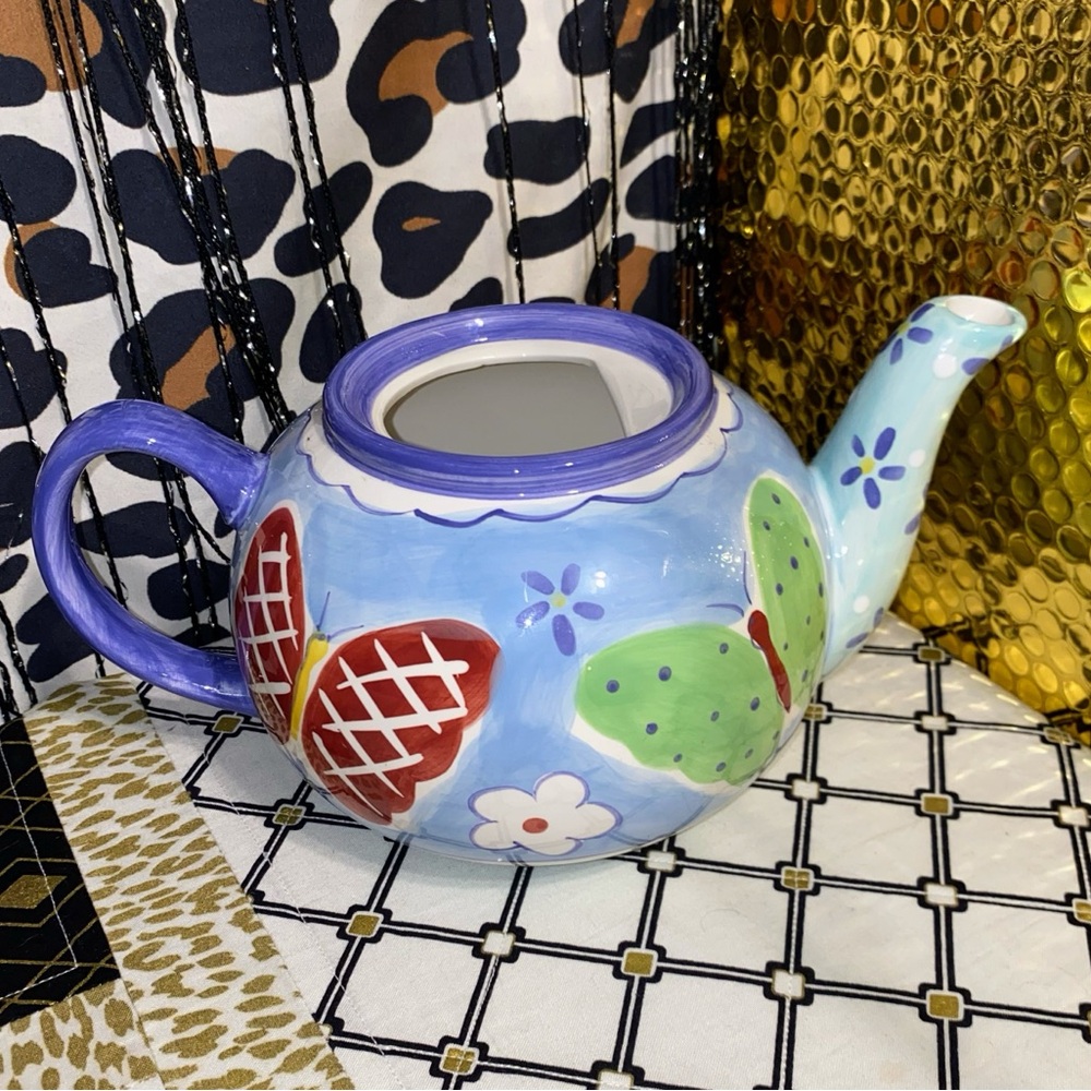 MILSON & LOUIS HAND PAINTED BUTTERFLY TEAPOT